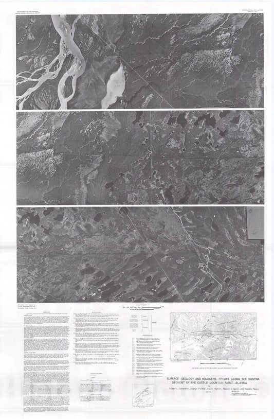Map : Surface geology and Holocene breaks along the Susitna segment of the Castle Mountain Fault, Alaska, 1974 Cartography Wall Art :