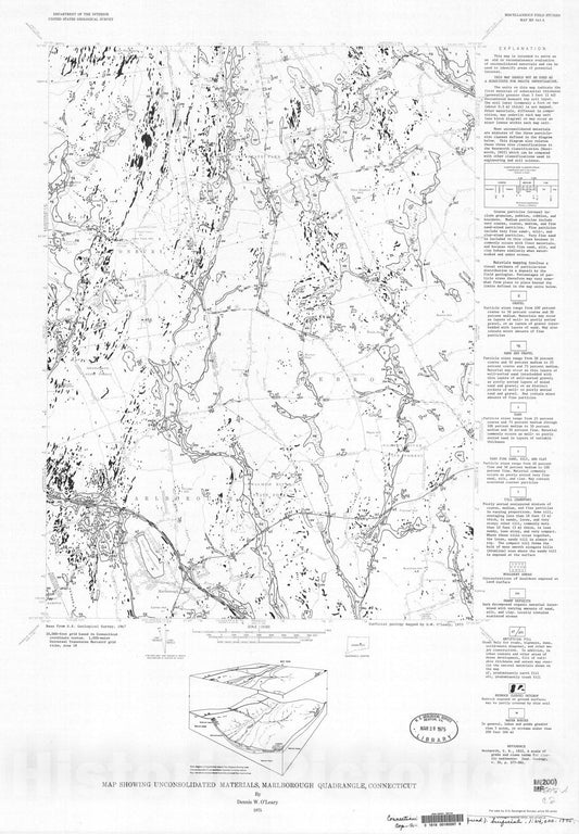 Map : Map showing unconsolidated materials, Marlborough quadrangle, Connecticut, 1975 Cartography Wall Art :