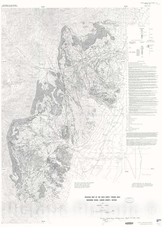 Map : Geologic map of the Gold Acres-Tenabo area, Shoshone Range, Lander County, Nevada, 1974 Cartography Wall Art :
