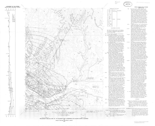 Map : Preliminary geologic map of the Buckskin Point quadrangle, Rio Blanco County, Colorado, 1975 Cartography Wall Art :