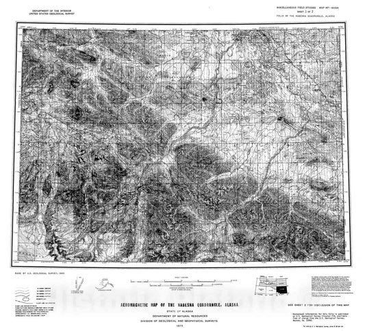 Map : Aeromagnetic map of the Nabesna quadrangle, Alaska, 1975 Cartography Wall Art :