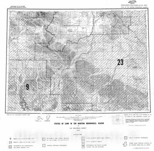 Map : Status of land in the Nabesna quadrangle, Alaska, 1975 Cartography Wall Art :