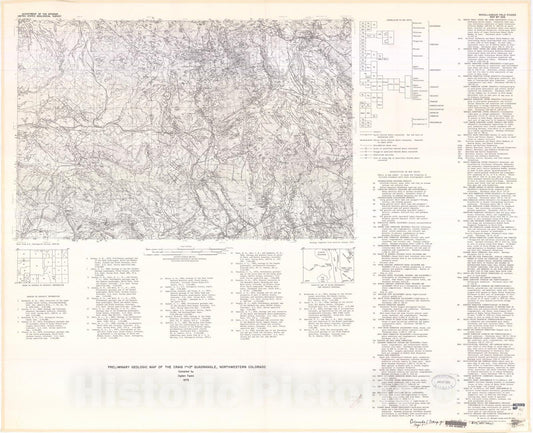 Map : Preliminary geologic map of the Craig one degree x two degrees quadrangle, northwestern Colorado, one975 Cartography Wall Art :