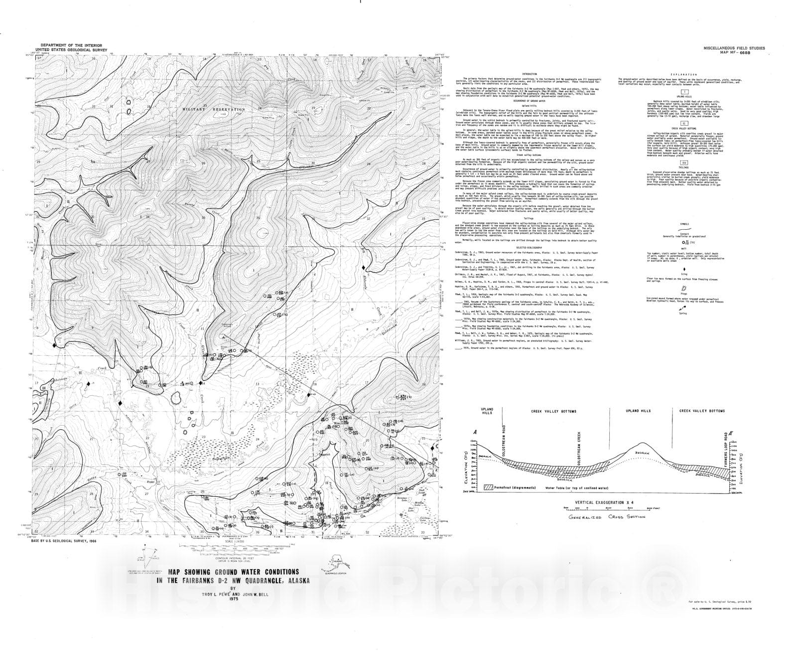 Map : Map showing ground water conditions in the Fairbanks D-2 NW quadrangle, Alaska, 1975 Cartography Wall Art :