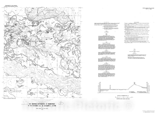 Map : Map showing distribution of permafrost in the Fairbanks D-2 SE quadrangle, Alaska, 1975 Cartography Wall Art :