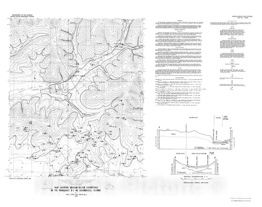 Map : Map showing ground water conditions in the Fairbanks D-2 NE quadrangle, Alaska, 1975 Cartography Wall Art :