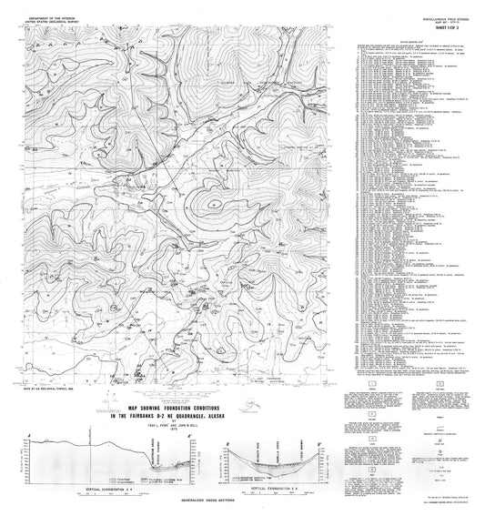 Map : Map showing foundation conditions in the Fairbanks D-2 NE quadrangle, Alaska, 1975 Cartography Wall Art :