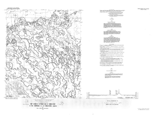 Map : Map showing distribution of permafrost in the Fairbanks D-1 SW quadrangle, Alaska, 1975 Cartography Wall Art :