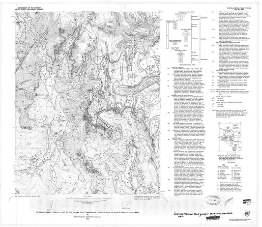 Map : Reconnaissance geologic map of the Chama Peak quadrangle, Conejos and Archuleta Counties, Colorado, 1975 Cartography Wall Art :