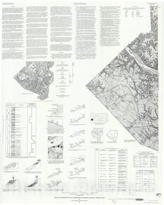 Map : Map of susceptibility to landsliding, Allegheny County, Pennsylvania, 1975 Cartography Wall Art :