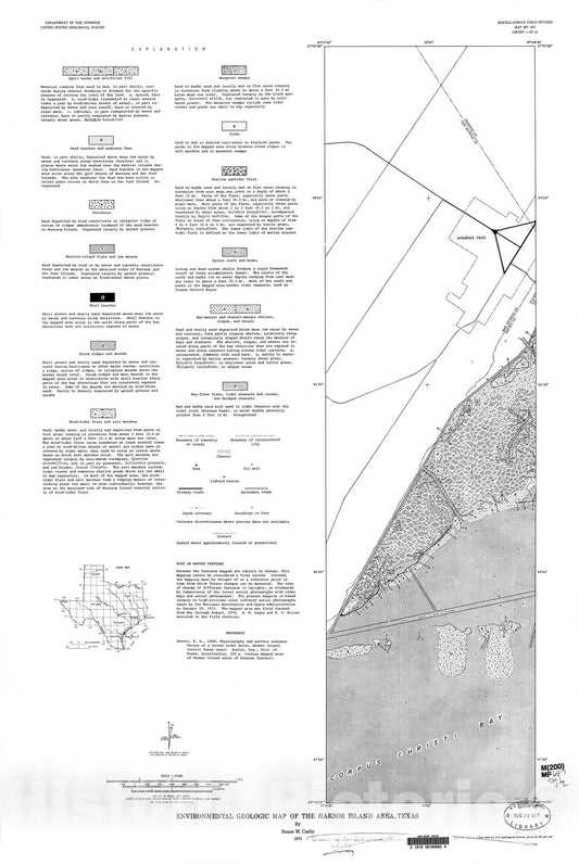 Map : Environmental geologic map of the Harbor Island area, Texas, 1975 Cartography Wall Art :