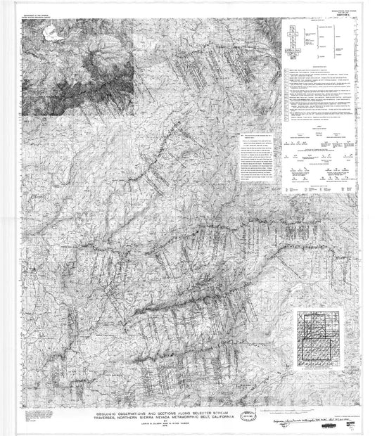 Map : Geologic observations and sections along selected stream traverses, northern Sierra Nevada metamorphic belt, California, 1975 Cartography Wall Art :