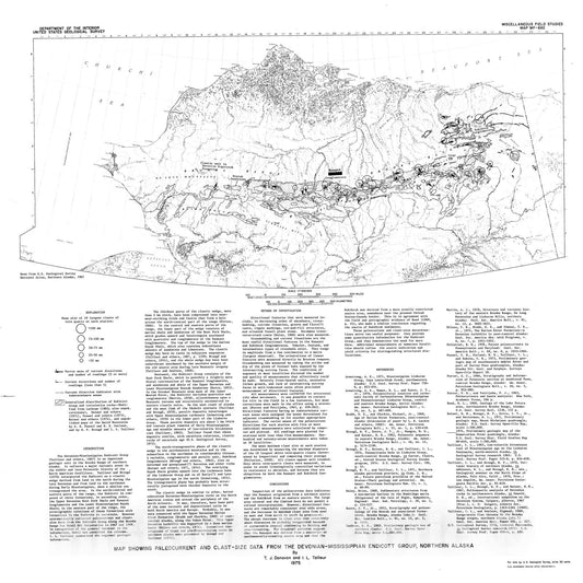 Map : Map showing paleocurrent and clast-size data from the Devonian-Mississippian Endicott Group, northern Alaska, 1975 Cartography Wall Art :
