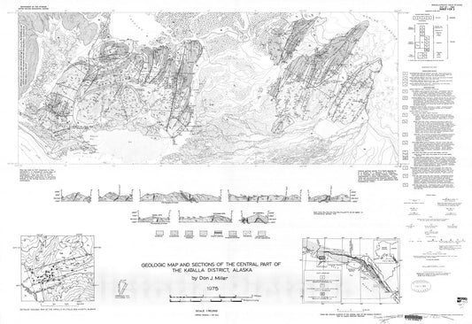 Map : Geologic map and sections of the central part of the Katalla district, Alaska, 1975 Cartography Wall Art :