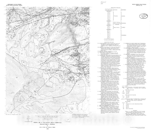 Map : Geologic map of the Sawtooth Mountain quadrangle, Saguache County, Colorado, 1976 Cartography Wall Art :