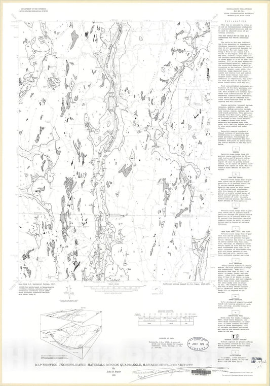 Map : Map showing unconsolidated materials, Monson quadrangle, Massachusetts-Connecticut, 1976 Cartography Wall Art :