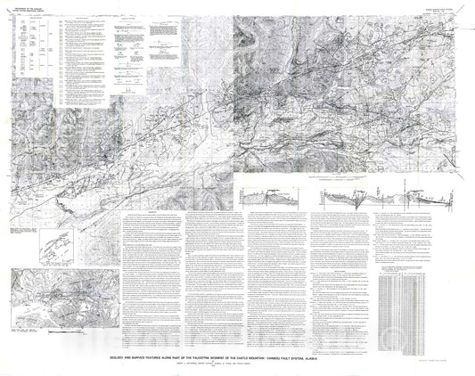 Map : Geology and surface features along part of the Talkeetna segment of the Castle Mountain-Caribou Fault system, Alaska, 1976 Cartography Wall Art :