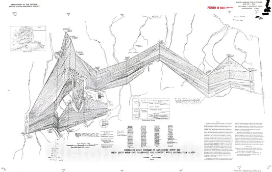 Map : Lithofacies fence diagram of Sadlerochit Group for Philip Smith Mountains quadrangle and adjacent areas, northeastern Alaska, 1976 Cartography Wall Art :
