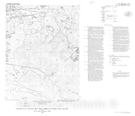 Map : Geologic map of the Razor Creek Dome quadrangle, Saguache County, Colorado, 1976 Cartography Wall Art :