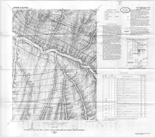 Map : Preliminary geologic map of Jessup Gulch quadrangle, Rio Blanco County, Colorado, 1976 Cartography Wall Art :