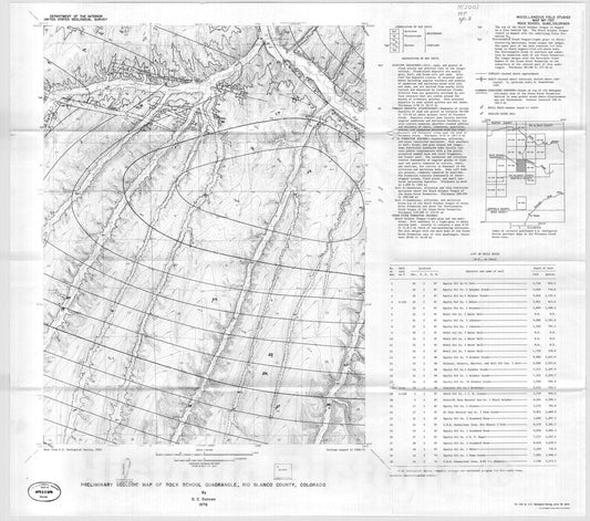 Map : Preliminary geologic map of Rock School quadrangle, Rio Blanco County, Colorado, 1976 Cartography Wall Art :
