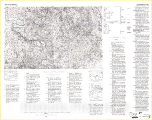 Map : Preliminary geologic map of the Montrose one degree x two degrees quadrangle, northwestern Colorado, one976 Cartography Wall Art :