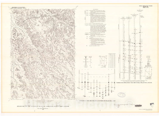 Map : Geologic map and coal sections of the Verona quadrangle, Sheridan County, Wyoming, 1976 Cartography Wall Art :