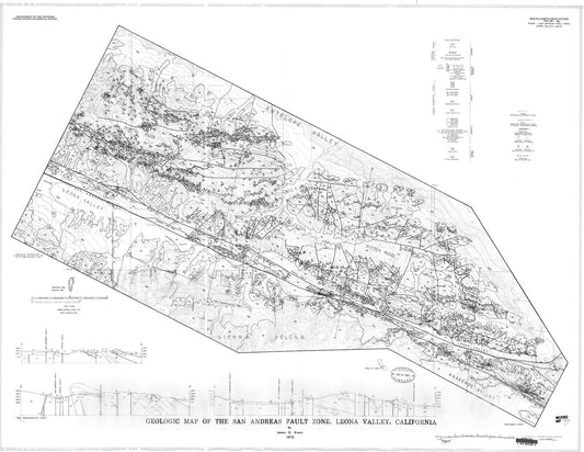 Map : Geologic map of the San Andreas Fault zone, Leona Valley, California, 1976 Cartography Wall Art :