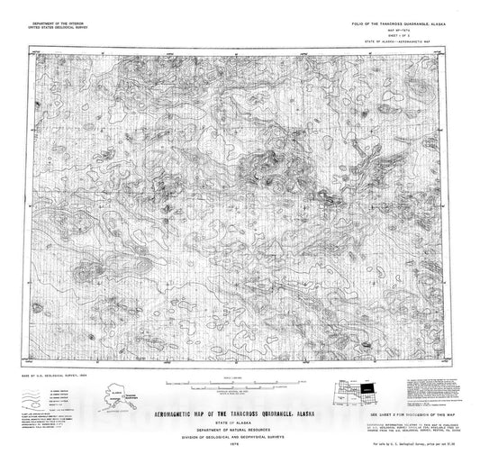Map : Aeromagnetic map of the Tanacross quadrangle, Alaska, 1976 Cartography Wall Art :