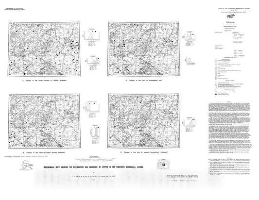 Map : Geochemical maps showing the distribution and abundance of copper in the Tanacross quadrangle, Alaska, 1976 Cartography Wall Art :