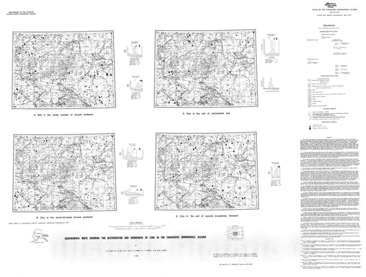Map : Geochemical maps showing the distribution and abundance of zinc in the Tanacross quadrangle, Alaska, 1976 Cartography Wall Art :