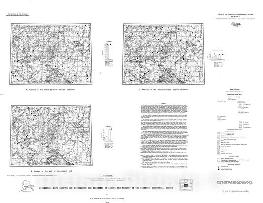 Map : Geochemical maps showing the distribution and abundance of arsenic and mercury in the Tanacross quadrangle, Alaska, 1976 Cartography Wall Art :