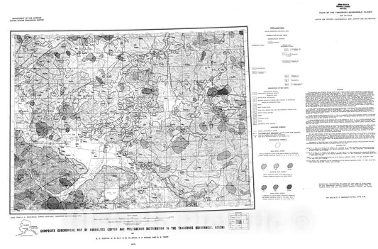 Map : Composite geochemical map of anomalous copper and molybdenum distribution in the Tanacross quadrangle, Alaska, 1976 Cartography Wall Art :