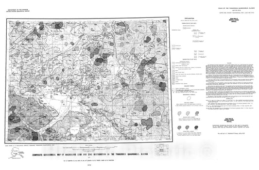 Map : Composite geochemical map of anomalous lead and zinc distribution in the Tanacross quadrangle, Alaska, 1976 Cartography Wall Art :