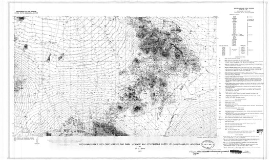Map : Reconnaissance geologic map of the San Vicente and Cocoraque Butte 15' quadrangles, Arizona, 1976 Cartography Wall Art :