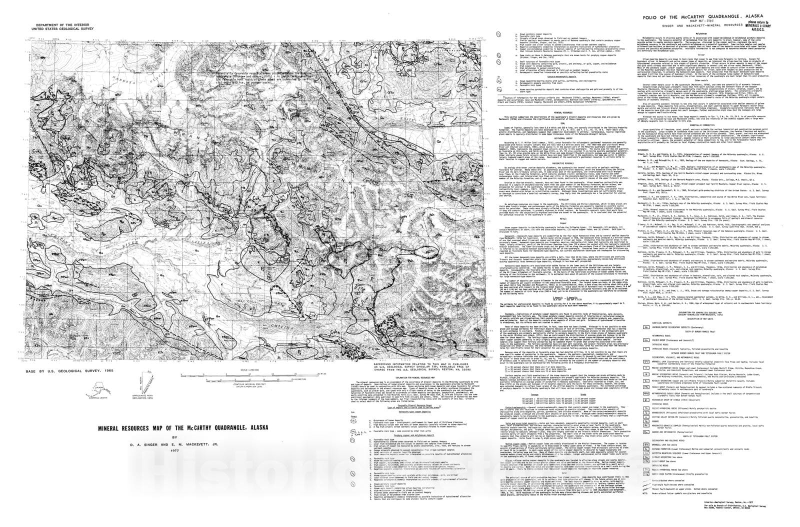 Map : Mineral resources map of the McCarthy quadrangle, Alaska, 1977 Cartography Wall Art :