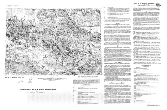Map : Mineral resources map of the McCarthy quadrangle, Alaska, 1977 Cartography Wall Art :