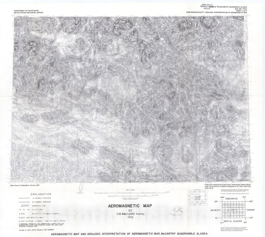Map : Aeromagnetic map and geologic interpretation of aeromagnetic map, McCarthy quadrangle, Alaska, 1976 Cartography Wall Art :