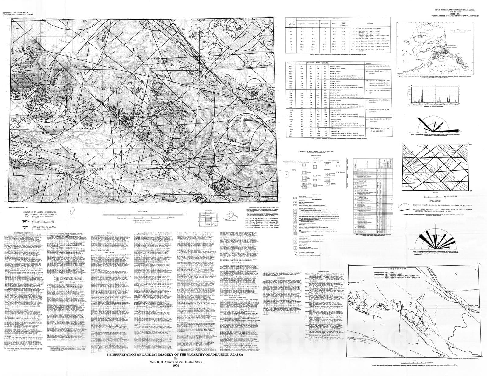 Map : Interpretation of Landsat imagery of the McCarthy quadrangle, Alaska, 1976 Cartography Wall Art :