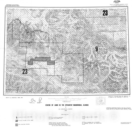 Map : Status of land in the McCarthy quadrangle, Alaska, 1976 Cartography Wall Art :