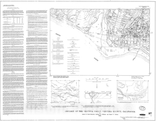 Map : Geology of the Ventura Fault, Ventura County, California, 1976 Cartography Wall Art :