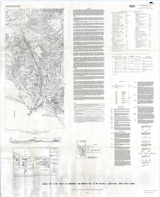 Map : Geologic map of the Cordova B-2 quadrangle and northern part of the Cordova A-2 quadrangle, south-central Alaska, 1976 Cartography Wall Art :
