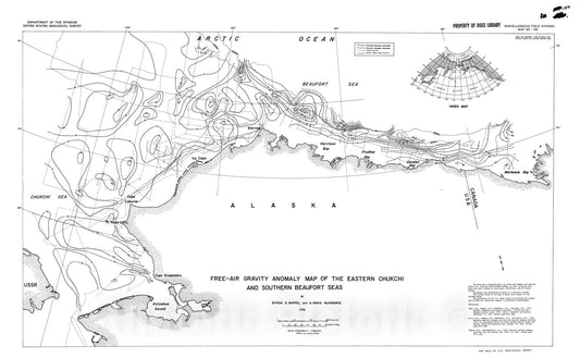 Map : Free-air gravity anomaly map of the eastern Chukchi and southern Beaufort Seas, 1976 Cartography Wall Art :