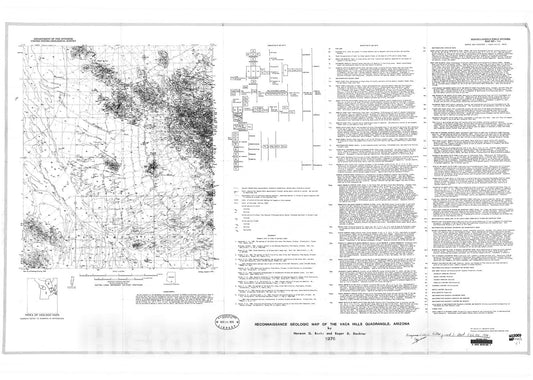 Map : Reconnaissance geologic map of the Vaca Hills quadrangle, Arizona, 1976 Cartography Wall Art :
