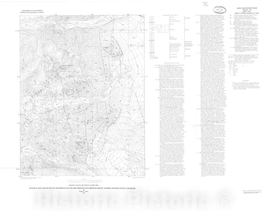 Map : Geologic map and details of the beryllium and molybdenum occurrences, Mount Antero, Chaffee County, Colorado, 1976 Cartography Wall Art :