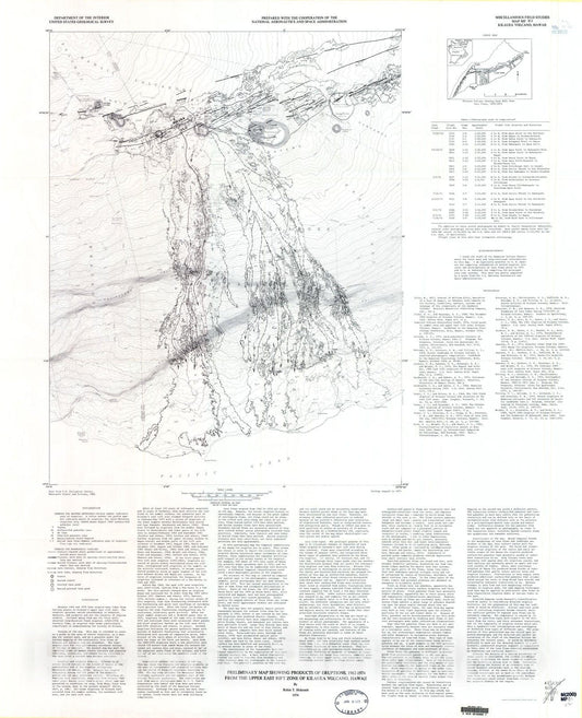 Map : Preliminary map showing products of eruptions, 1962-1974 from the upper east rift zone of Kilauea volcano, Hawaii, 1976 Cartography Wall Art :