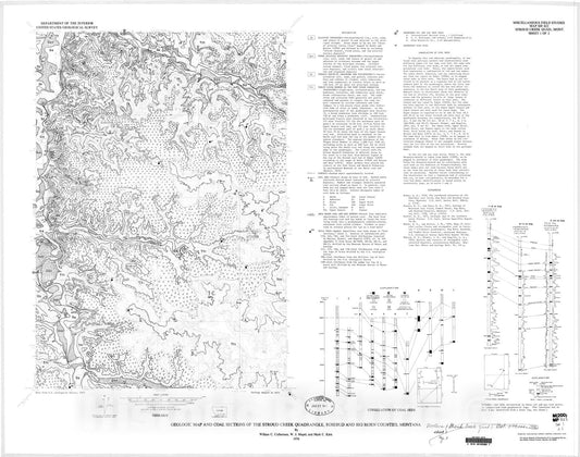 Map : Geologic map and coal sections of the Stroud Creek quadrangle, Rosebud and Big Horn Counties, Montana, 1976 Cartography Wall Art :
