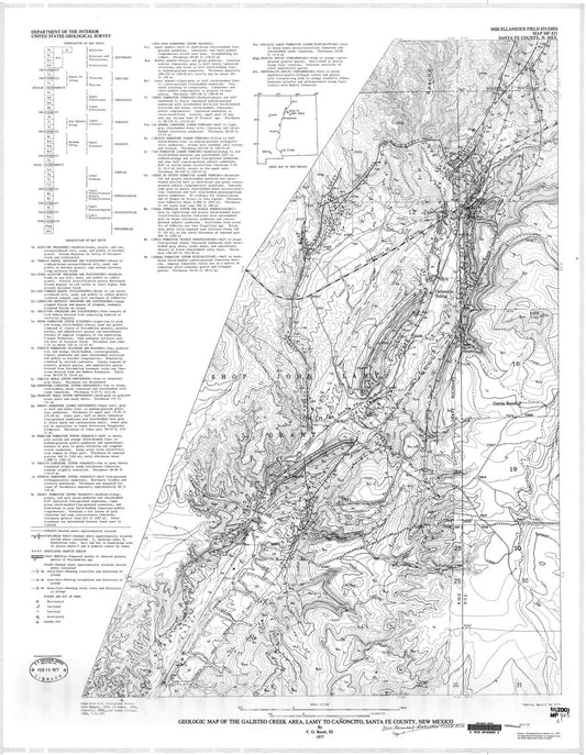 Map : Geologic map of the Galisteo Creek area, Lamy to Canoncito, Santa Fe County, New Mexico, 1977 Cartography Wall Art :