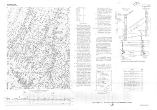 Map : Preliminary geologic map of the Bull Fork quadrangle, Garfield and Rio Blanco Counties, Colorado, 1977 Cartography Wall Art :