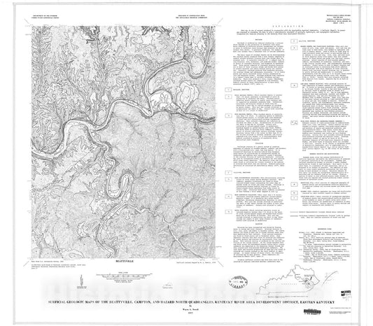 Map : Surficial geologic maps of the Beattyville, Campton, and Hazard North quadrangles, Kentucky River Area Development District, eastern Kentucky, 1977 Cartography Wall Art :
